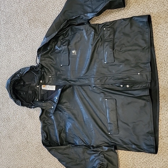 Carhartt Other - Carhartt Rain Jacket Removable Hood Black Size 2XL